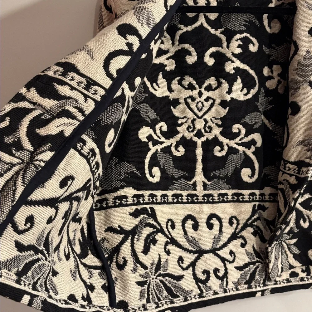 Women's Black and Cream Cotton Tapestry Vintage 90s Y2K Jacket Medium 8/10 - Picture 5 of 14